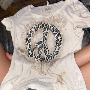Justice Cream Leopard Peace Sign Tee